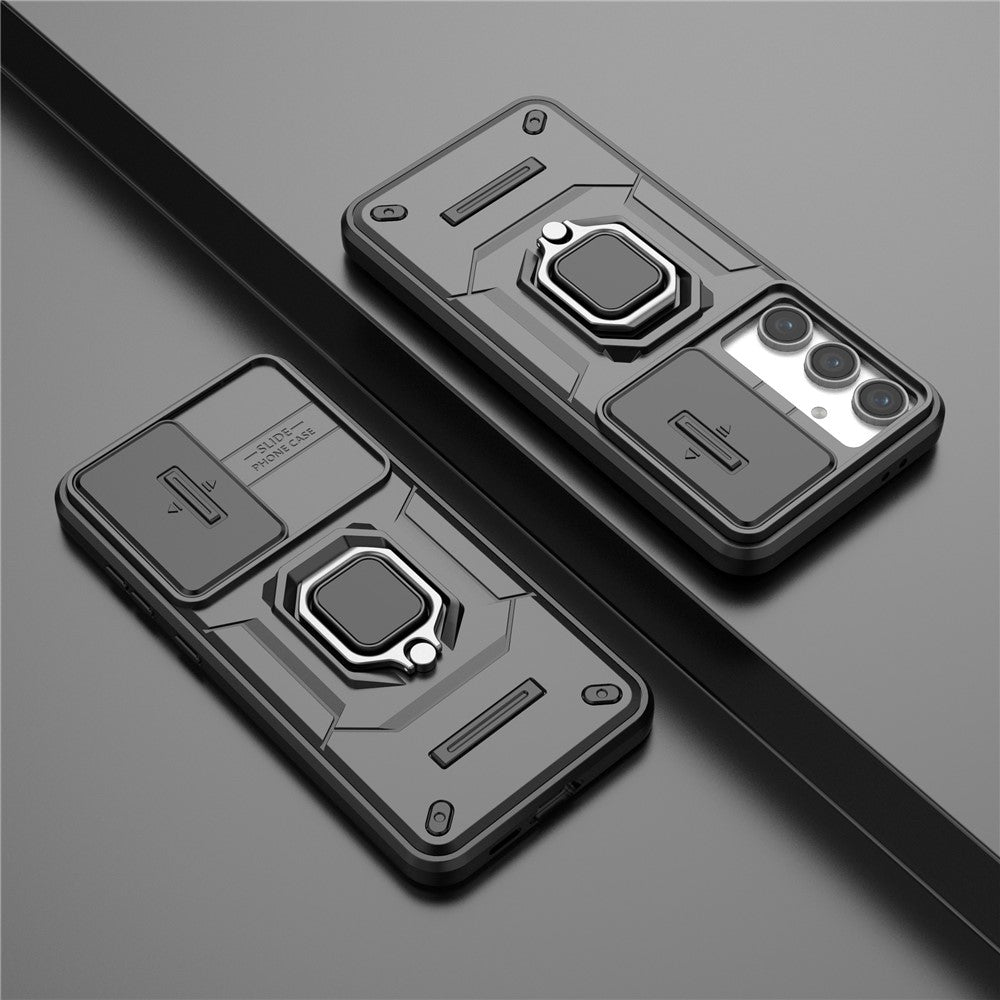 For Samsung Galaxy S24 FE Case Ring Kickstand PC+TPU Phone Cover Slide Camera Protection