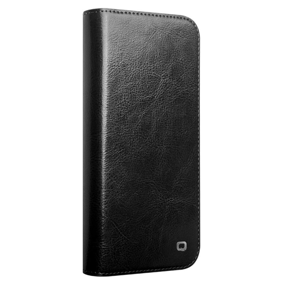 QIALINO For iPhone 16 Plus Case Card Holder Genuine Cow Leather Stand Phone Cover