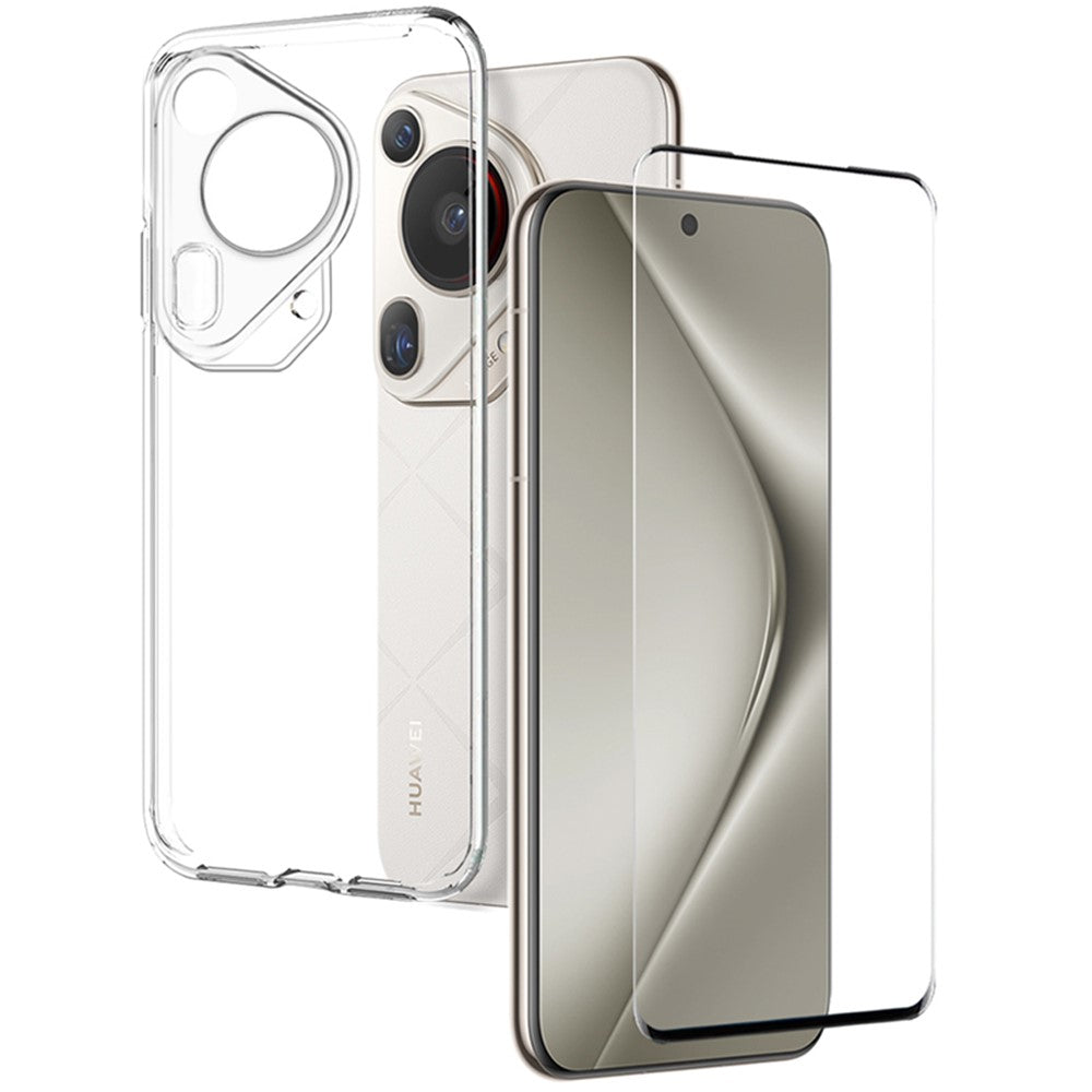 NORTHJO För Huawei Pura 70 Ultra Skal Genomskinligt TPU mobilskal med 3D Böjd Härdat Glasfilm