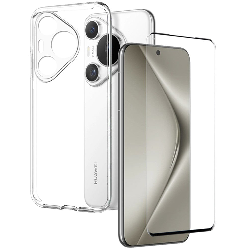 NORTHJO För Huawei Pura 70 Pro / Pura 70 Pro+ Genomskinligt TPU-skal med 3D-böjd härdat glasfilm