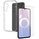 NORTHJO Cover til Samsung Galaxy S24 FE i klar TPU med hærdet glasbeskyttelsesfilm