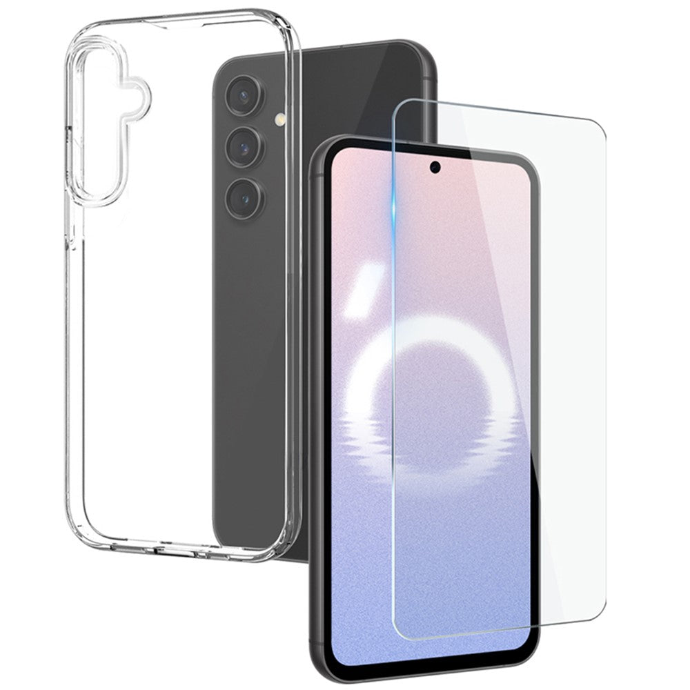 NORTHJO Cover til Samsung Galaxy S24 FE i klar TPU med hærdet glasbeskyttelsesfilm