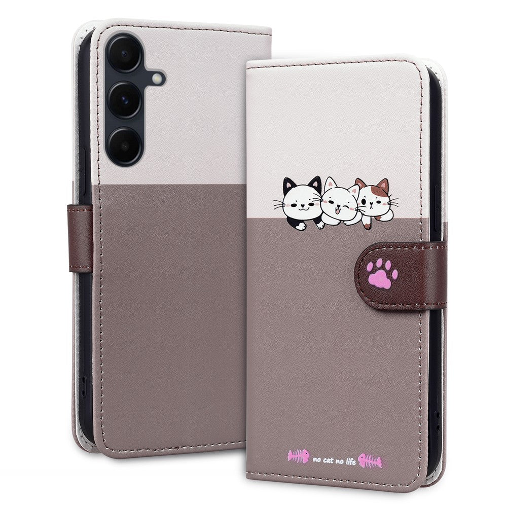 Cartoon Pet Series for Samsung Galaxy A35 5G Case Wallet Splicing Leather Cover