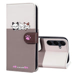 Cartoon Pet Series for Samsung Galaxy A35 5G Case Wallet Splicing Leather Cover