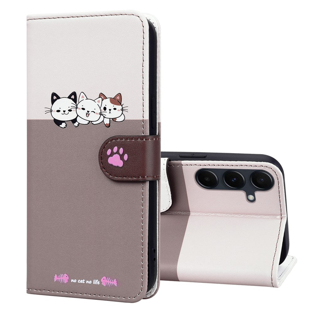 Cartoon Pet Series for Samsung Galaxy A35 5G Case Wallet Splicing Leather Cover