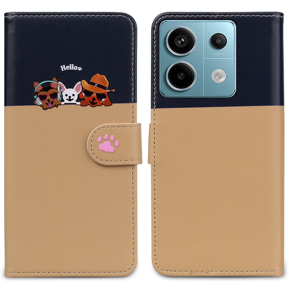 Cartoon Pet Series for Xiaomi Redmi Note 13 Pro 4G / Poco M6 Pro 4G Case Splicing Leather Wallet Phone Cover