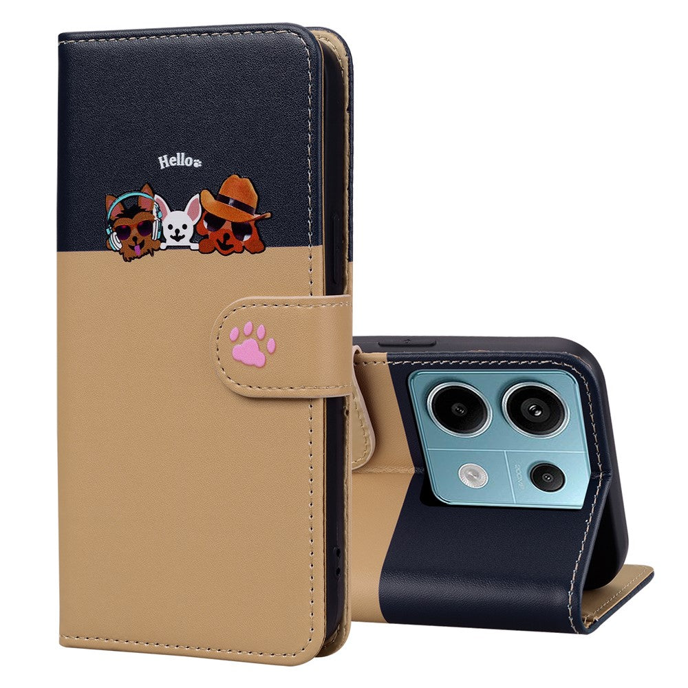 Cartoon Pet Series for Xiaomi Redmi Note 13 Pro 4G / Poco M6 Pro 4G Case Splicing Leather Wallet Phone Cover