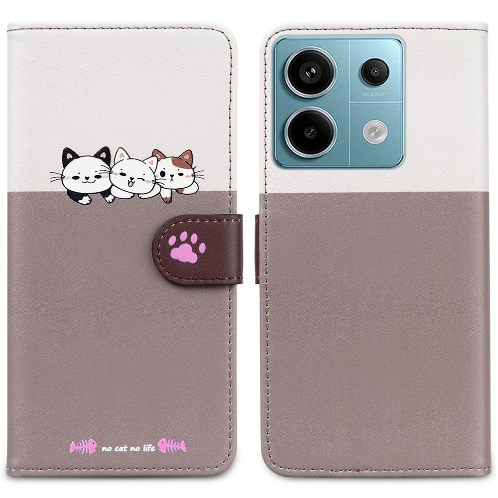 Cartoon Pet Series for Xiaomi Redmi Note 13 Pro 4G / Poco M6 Pro 4G Case Splicing Leather Wallet Phone Cover