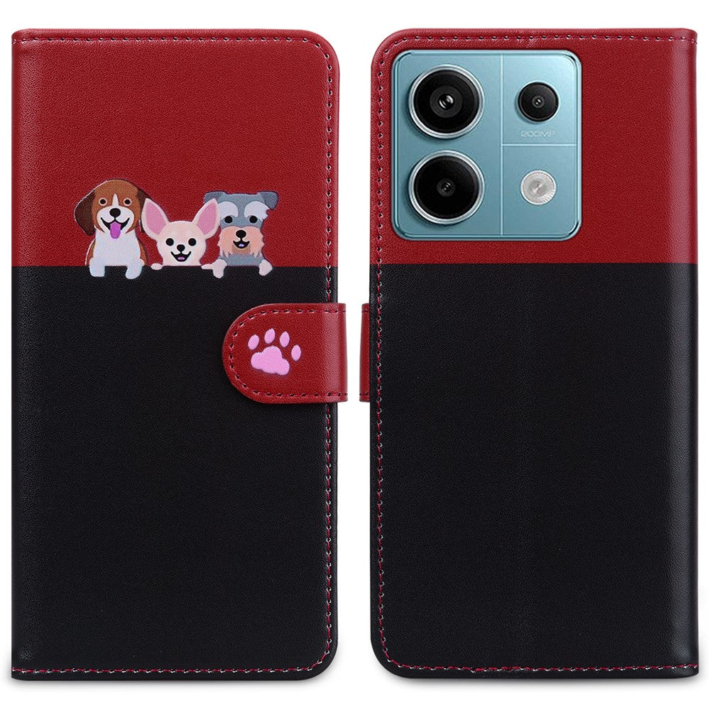 Cartoon Pet Series for Xiaomi Redmi Note 13 Pro 4G / Poco M6 Pro 4G Case Splicing Leather Wallet Phone Cover