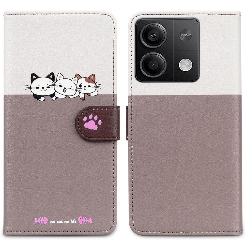 Cartoon Pet Series for Xiaomi Redmi Note 13 4G Wallet Phone Case Splicing Leather Flip Cover