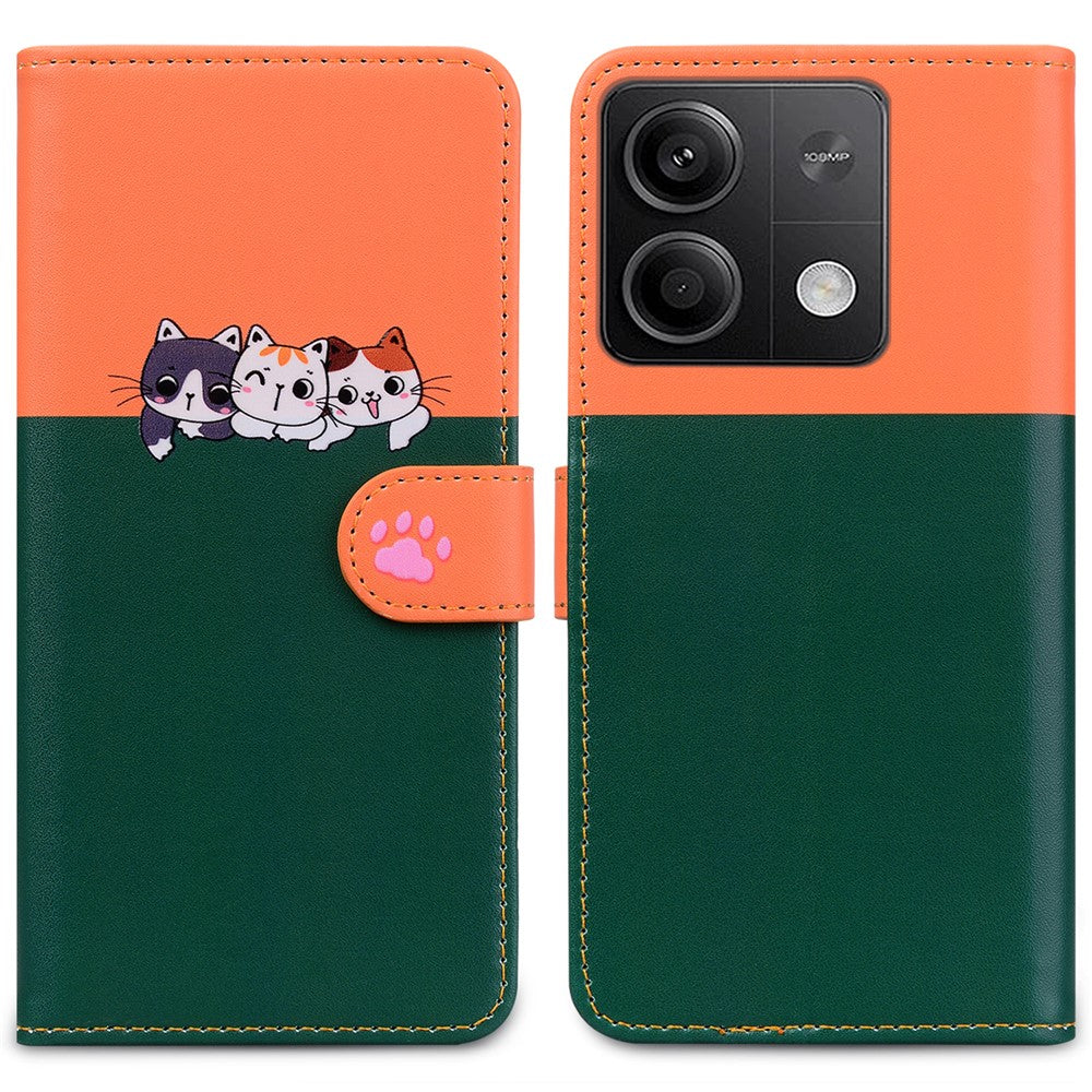 Cartoon Pet Series for Xiaomi Redmi Note 13 4G Wallet Phone Case Splicing Leather Flip Cover