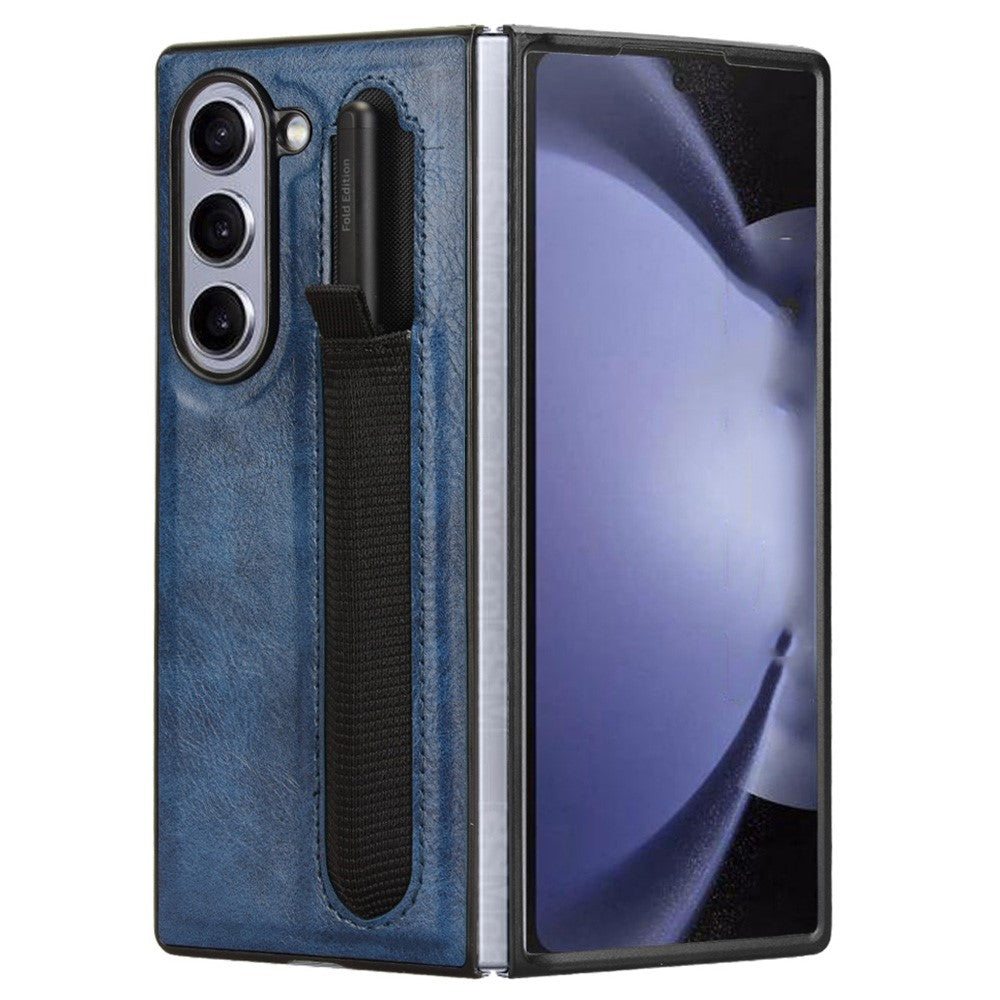 Til Samsung Galaxy Z Fold6 5G Etui Retro Læderbelagt PC Telefoncover med Penneholder