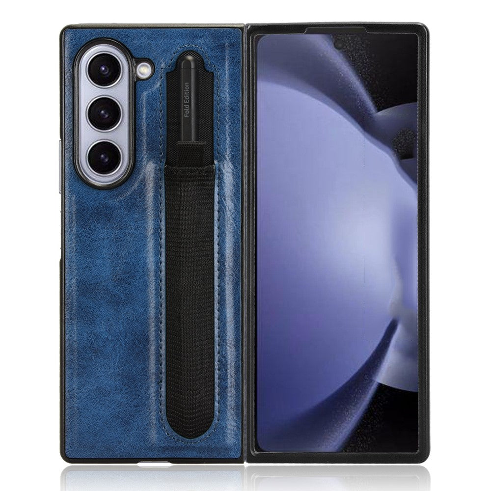 Til Samsung Galaxy Z Fold6 5G Etui Retro Læderbelagt PC Telefoncover med Penneholder