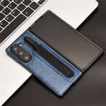 Til Samsung Galaxy Z Fold6 5G Etui Retro Læderbelagt PC Telefoncover med Penneholder