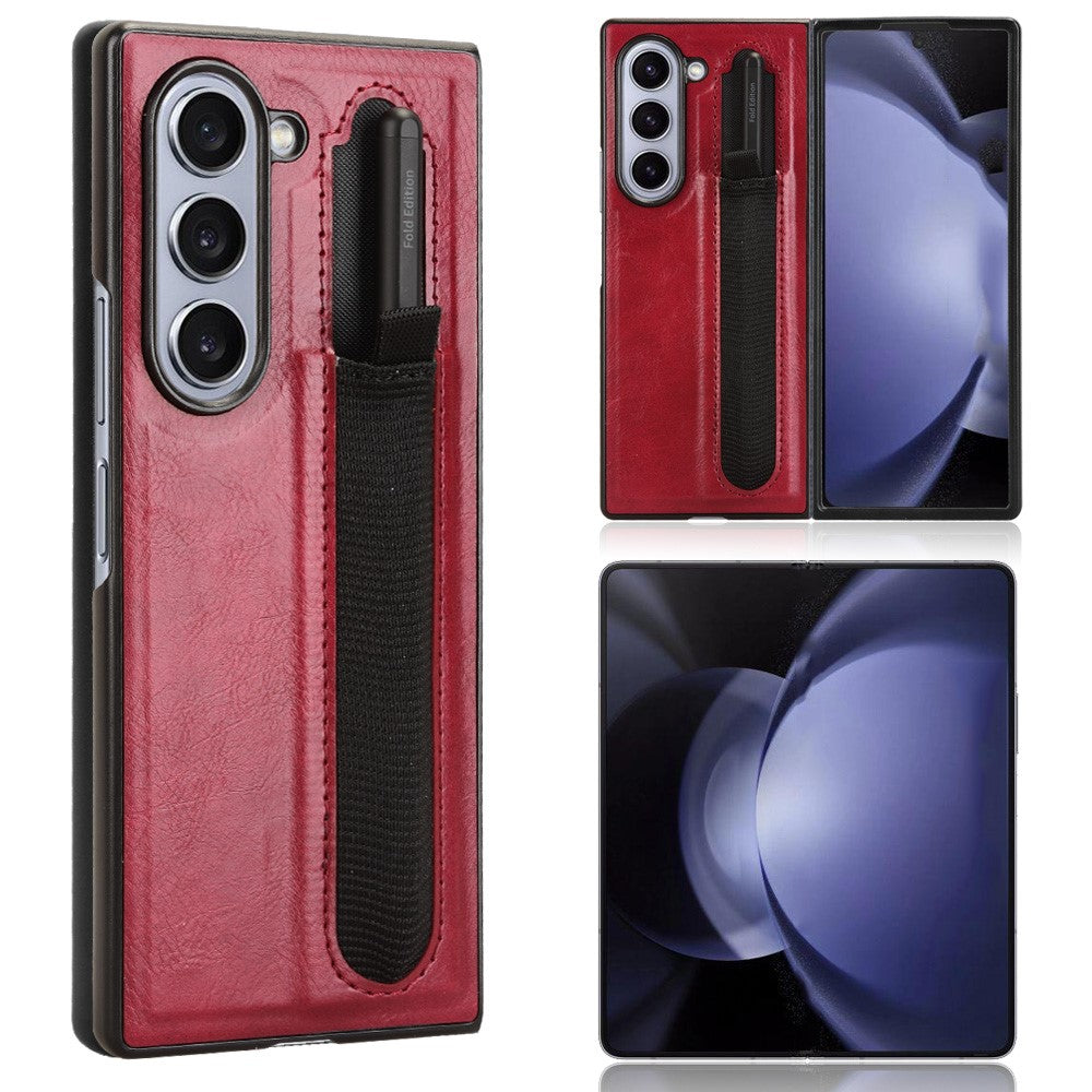 Til Samsung Galaxy Z Fold6 5G Etui Retro Læderbelagt PC Telefoncover med Penneholder