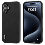 ABEEL For iPhone 16 Case Genuine Cow Leather+PC+TPU Anti-Scratch Phone Cover