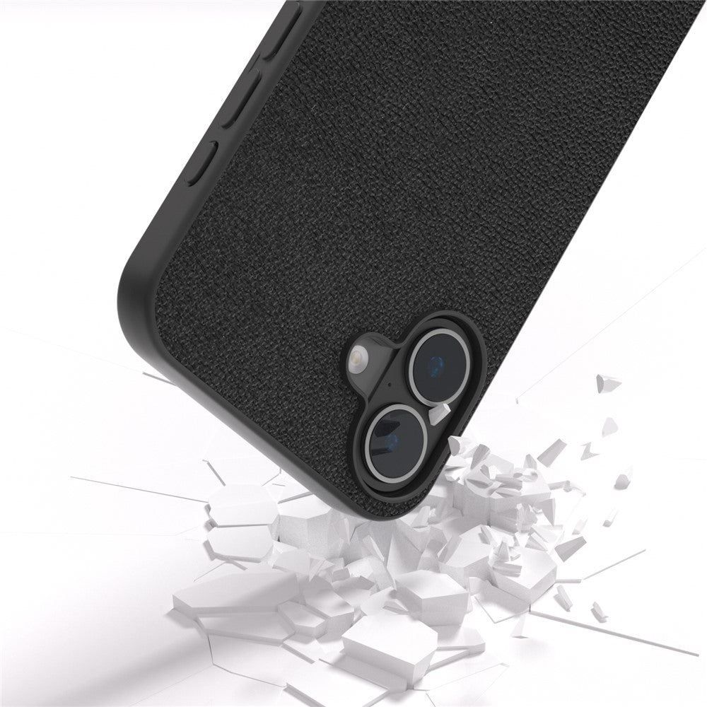 ABEEL For iPhone 16 Case Genuine Cow Leather+PC+TPU Anti-Scratch Phone Cover
