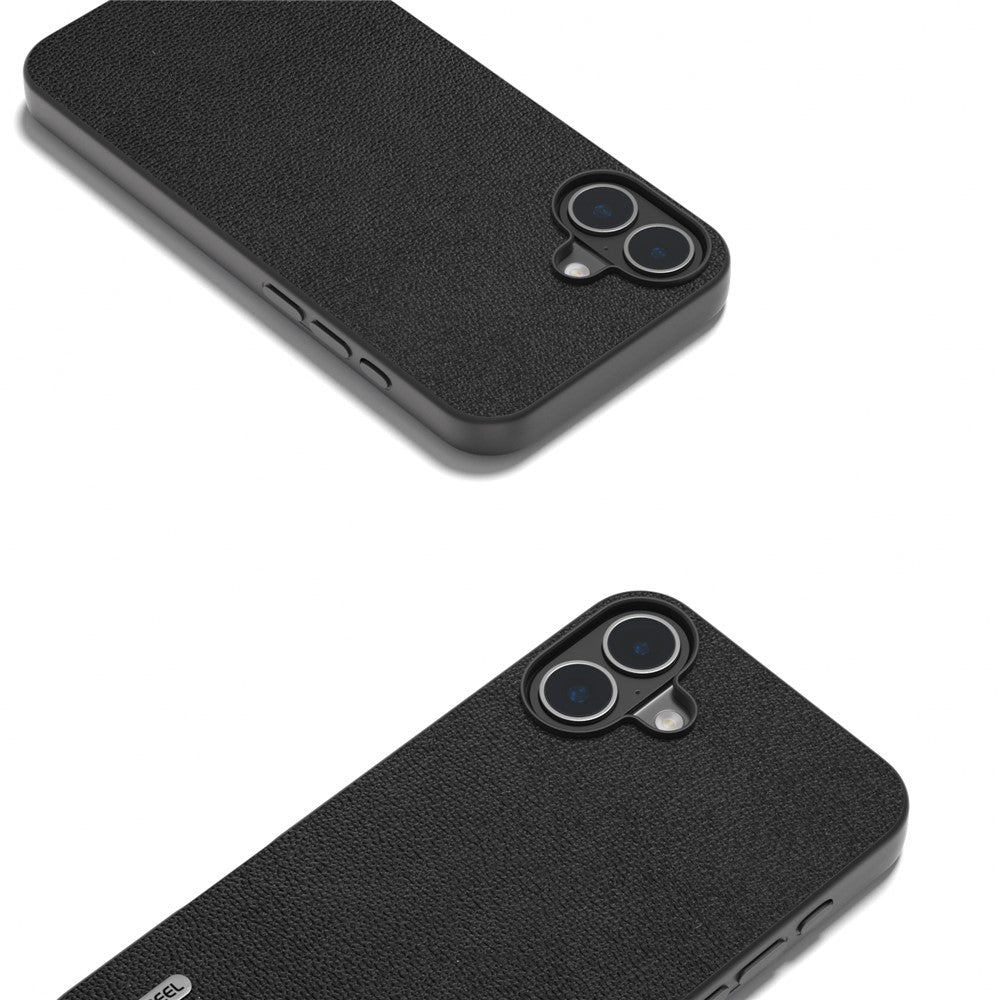 ABEEL For iPhone 16 Case Genuine Cow Leather+PC+TPU Anti-Scratch Phone Cover