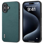 ABEEL For iPhone 16 Case Genuine Cow Leather+PC+TPU Anti-Scratch Phone Cover