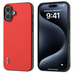 ABEEL For iPhone 16 Case Genuine Cow Leather+PC+TPU Anti-Scratch Phone Cover