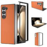 Til Samsung Galaxy Z Fold6 5G Etui PU Læderbelagt PC Beskyttende Telefoncover