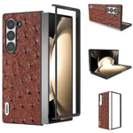 ABEEL For Samsung Galaxy Z Fold6 5G Case Genuine Cow Leather+PC Cover Ostrich Texture