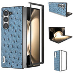 ABEEL For Samsung Galaxy Z Fold6 5G Case Genuine Cow Leather+PC Cover Ostrich Texture