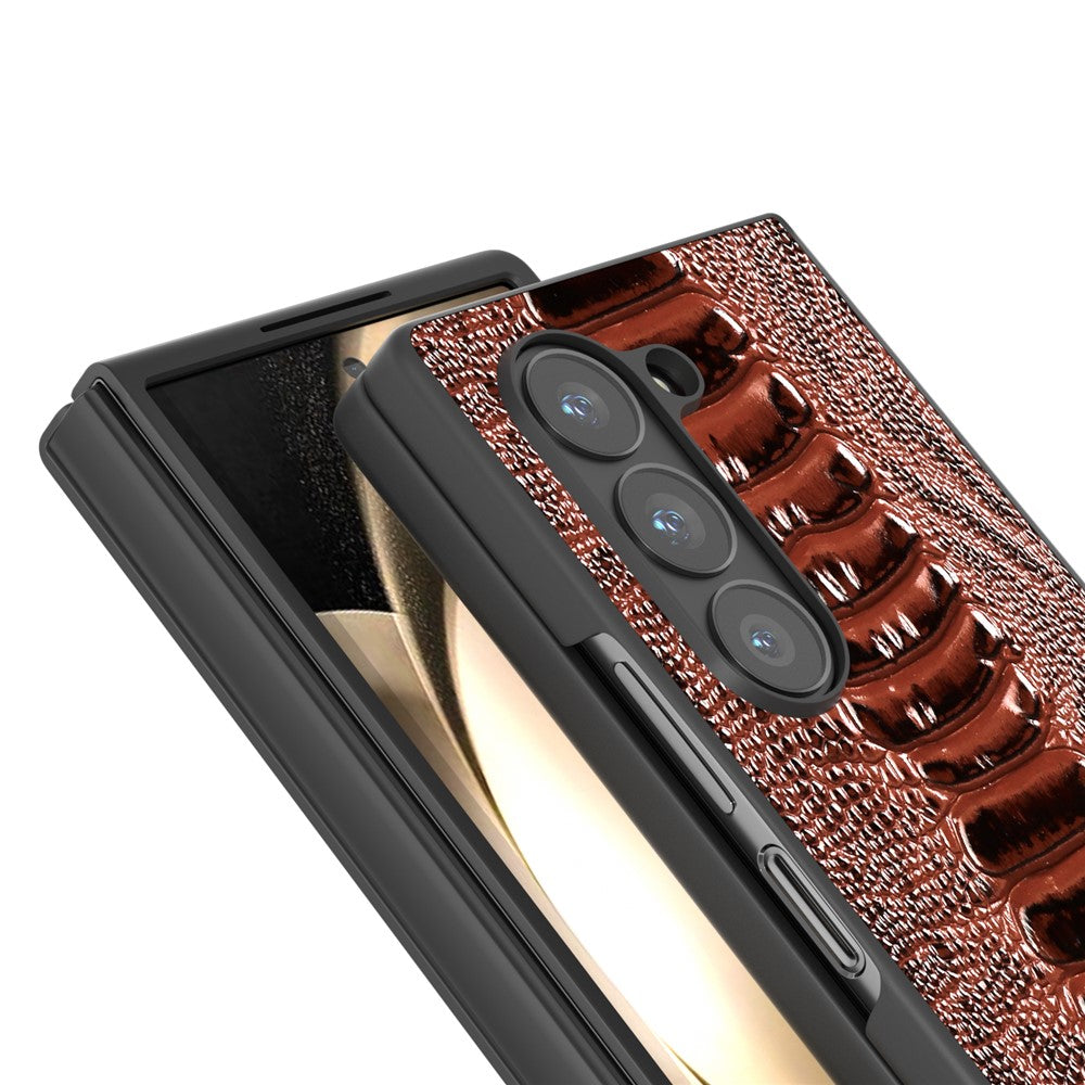 ABEEL Til Samsung Galaxy Z Fold6 5G Etui Krokodille Tekstur Ægte Koskind Bagsidedæksel