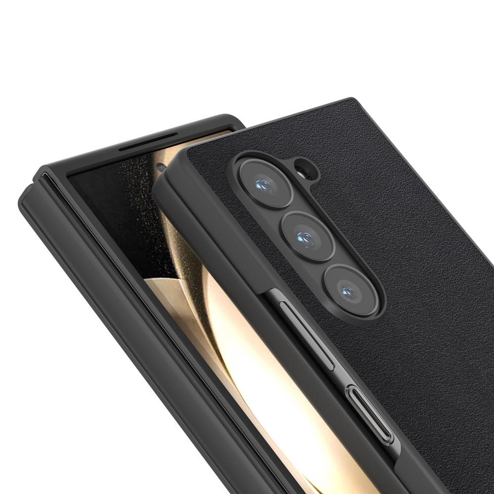 ABEEL For Samsung Galaxy Z Fold6 5G Case Genuine Cow Leather+PC Phone Cover