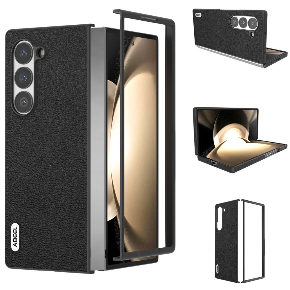 ABEEL Til Samsung Galaxy Z Fold6 5G Etui Ægte okselæder+PC Sammenklappelig Telefoncover