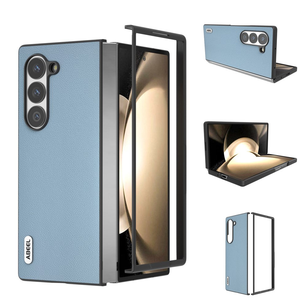 ABEEL Til Samsung Galaxy Z Fold6 5G Etui Ægte okselæder PC Telefoncover Sort Kant