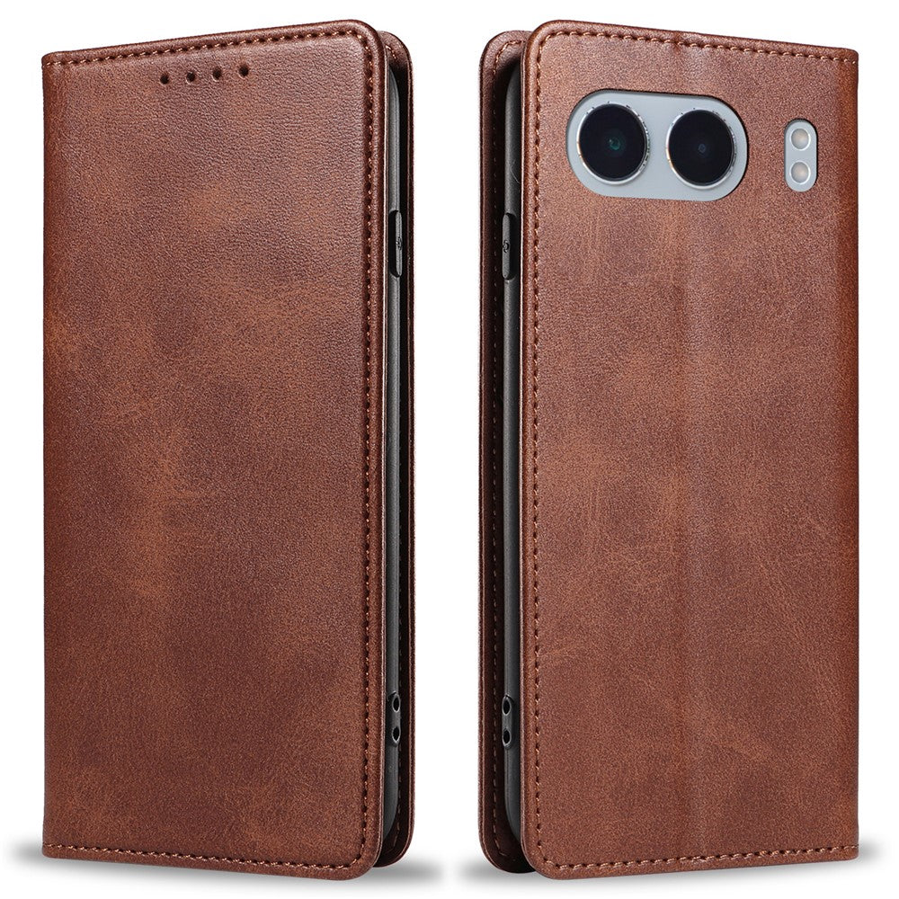 OnePlus Nord 4 Plånboksfodral Läder Folio mobilfodral Magnetisk Absorberande Kalvstruktur