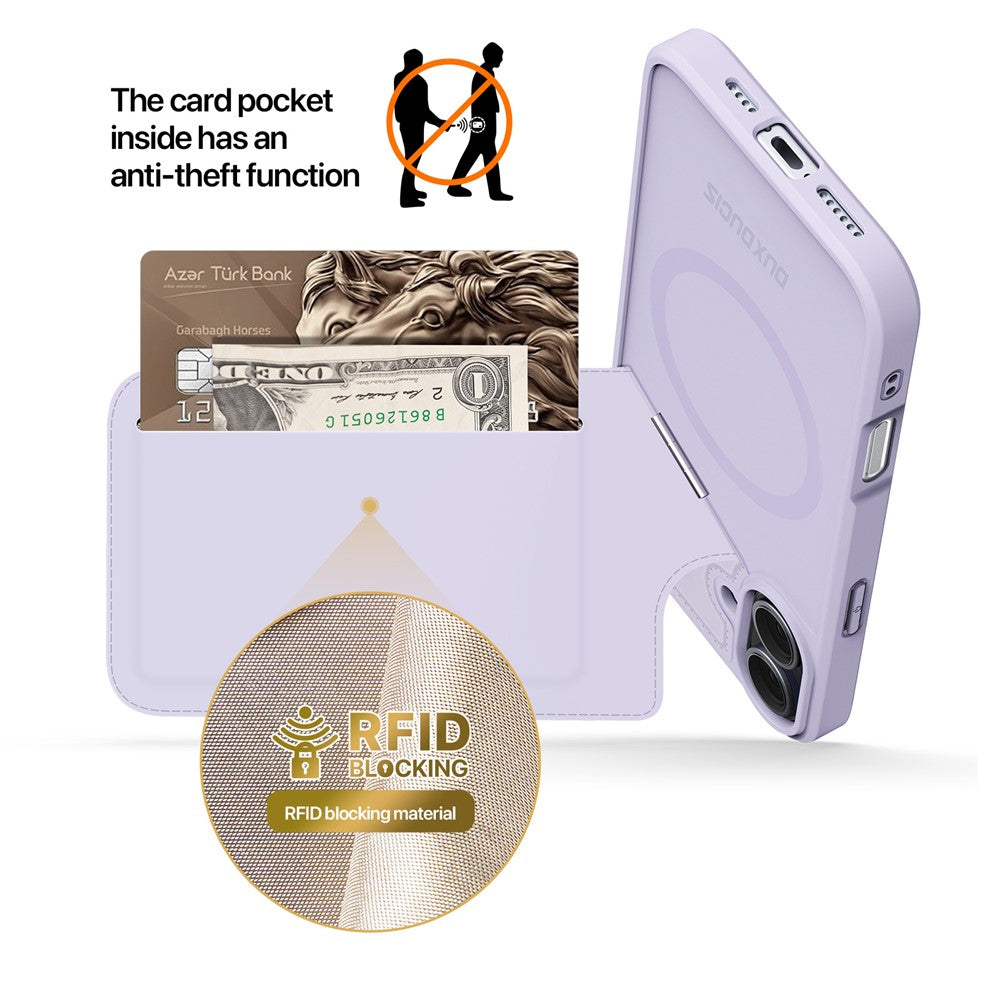 DUX DUCIS Rafi II Series for iPhone 16 Plus Magnetic Phone Case Card Holder Leather Back Cover