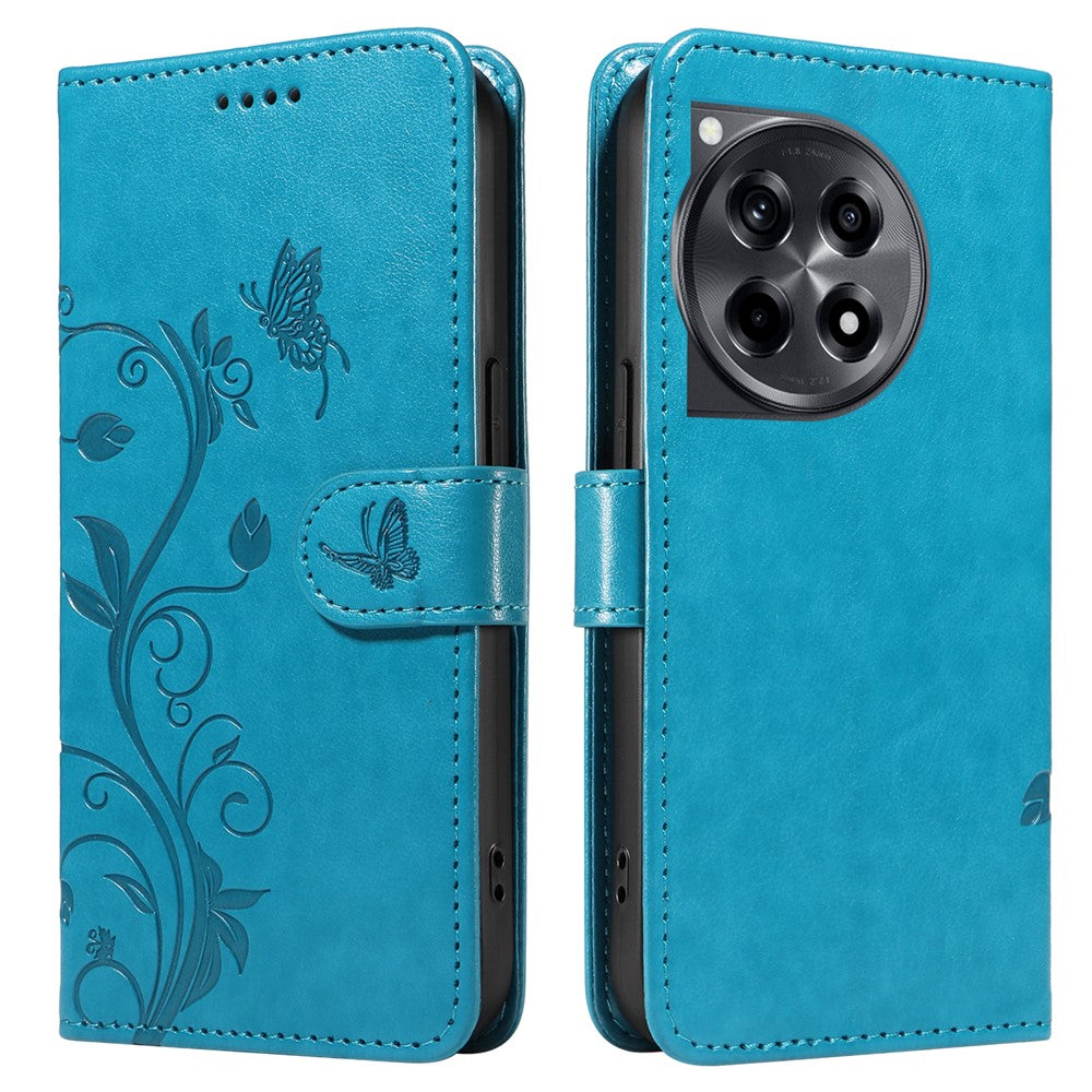 OnePlus 12R 5G / Ace 3 5G PU-läderfodral Blommönster Plånboksfodral med stativ och rem