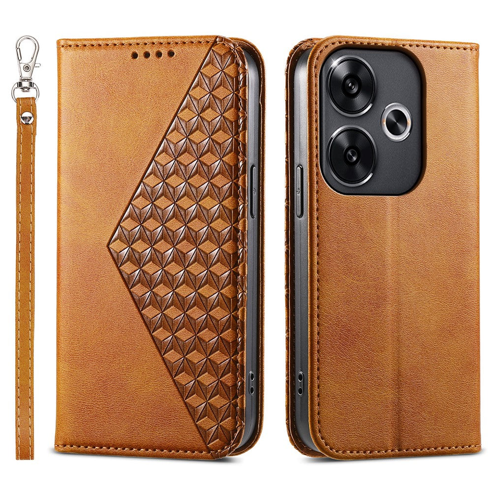 Xiaomi Redmi Turbo 3 5G / Poco F6 5G-skal med avtryck av kalvstruktur i läder, plånboksfodral