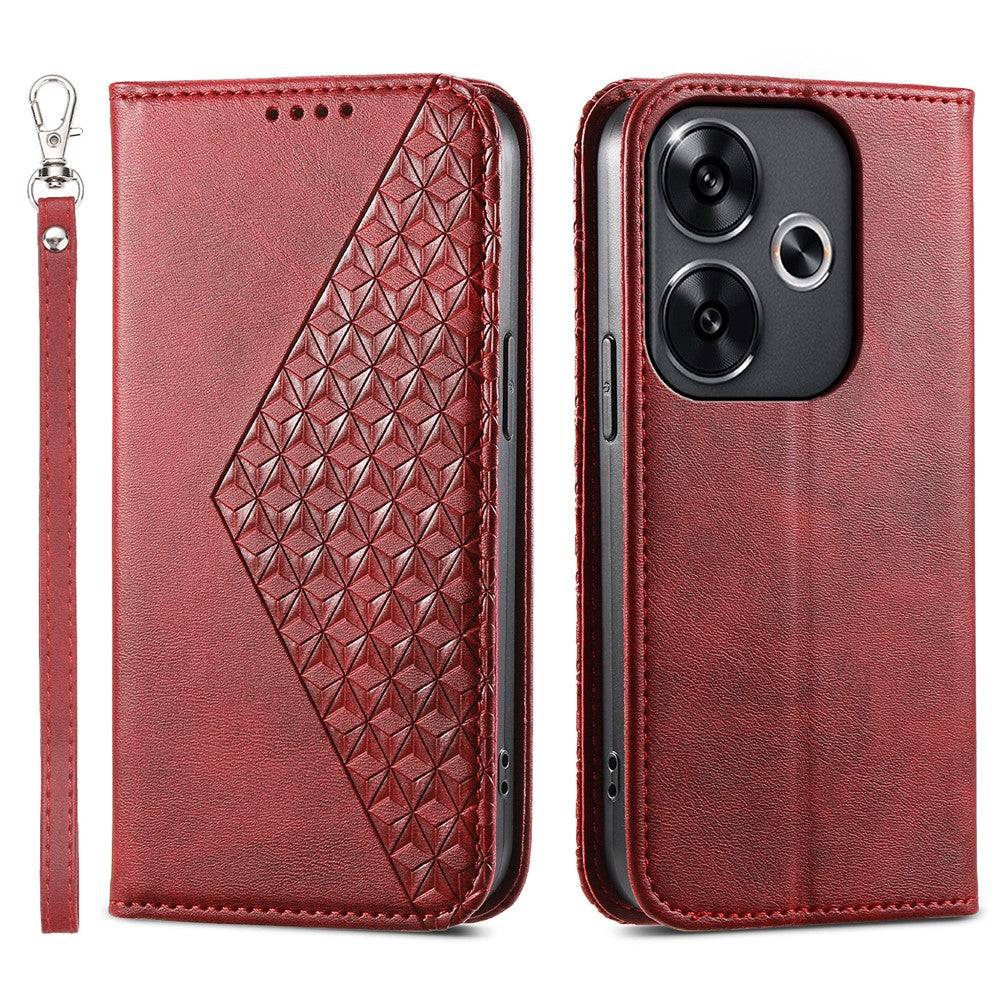 Xiaomi Redmi Turbo 3 5G / Poco F6 5G-skal med avtryck av kalvstruktur i läder, plånboksfodral