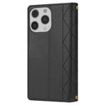 CSJ-P2 For iPhone 16 Pro Max Wallet Phone Case Stitching Leather Flip Cover with Straps