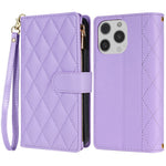CSJ-P2 For iPhone 16 Pro Max Wallet Phone Case Stitching Leather Flip Cover with Straps