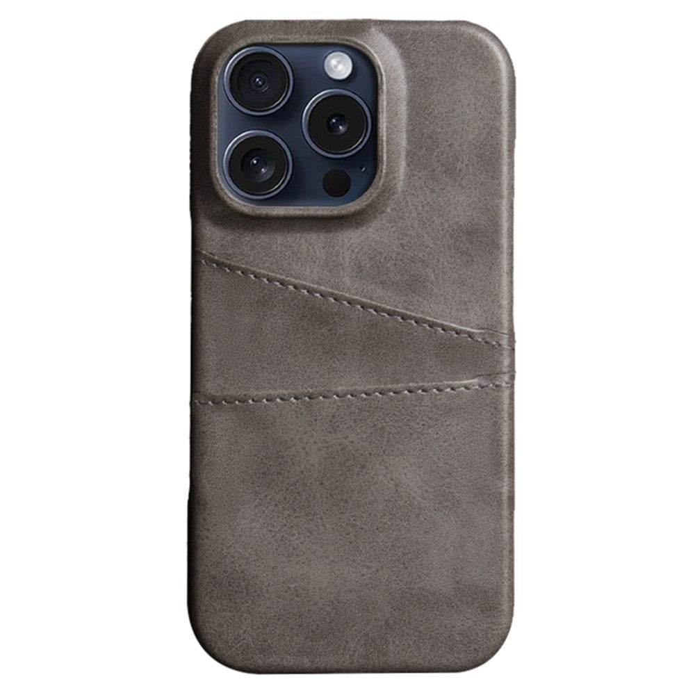 For iPhone 16 Pro Case Dual Card Slots PU Leather + Hard PC Phone Cover