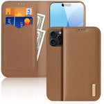 DUX DUCIS Hivo Series for iPhone 16 Pro Case Cowhide Leather Wallet Phone Cover Stand View