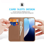 DUX DUCIS Hivo Series for iPhone 16 Pro Case Cowhide Leather Wallet Phone Cover Stand View