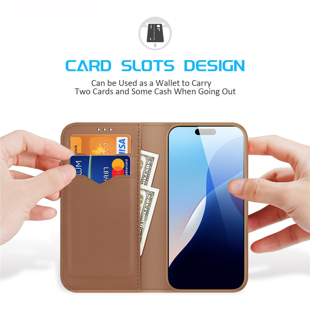 DUX DUCIS Hivo Series for iPhone 16 Pro Case Cowhide Leather Wallet Phone Cover Stand View