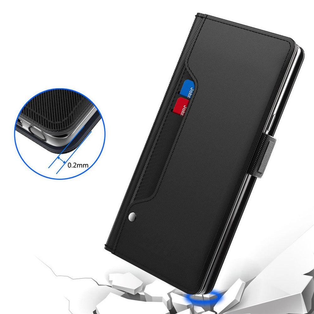 For iPhone 16 Case PU Leather Mirror Flip Phone Cover Card Holder