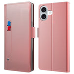 For iPhone 16 Case PU Leather Mirror Flip Phone Cover Card Holder