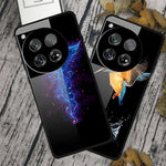 For OnePlus 12 5G Case Pattern Printing PC+Tempered Glass+TPU Phone Back Cover