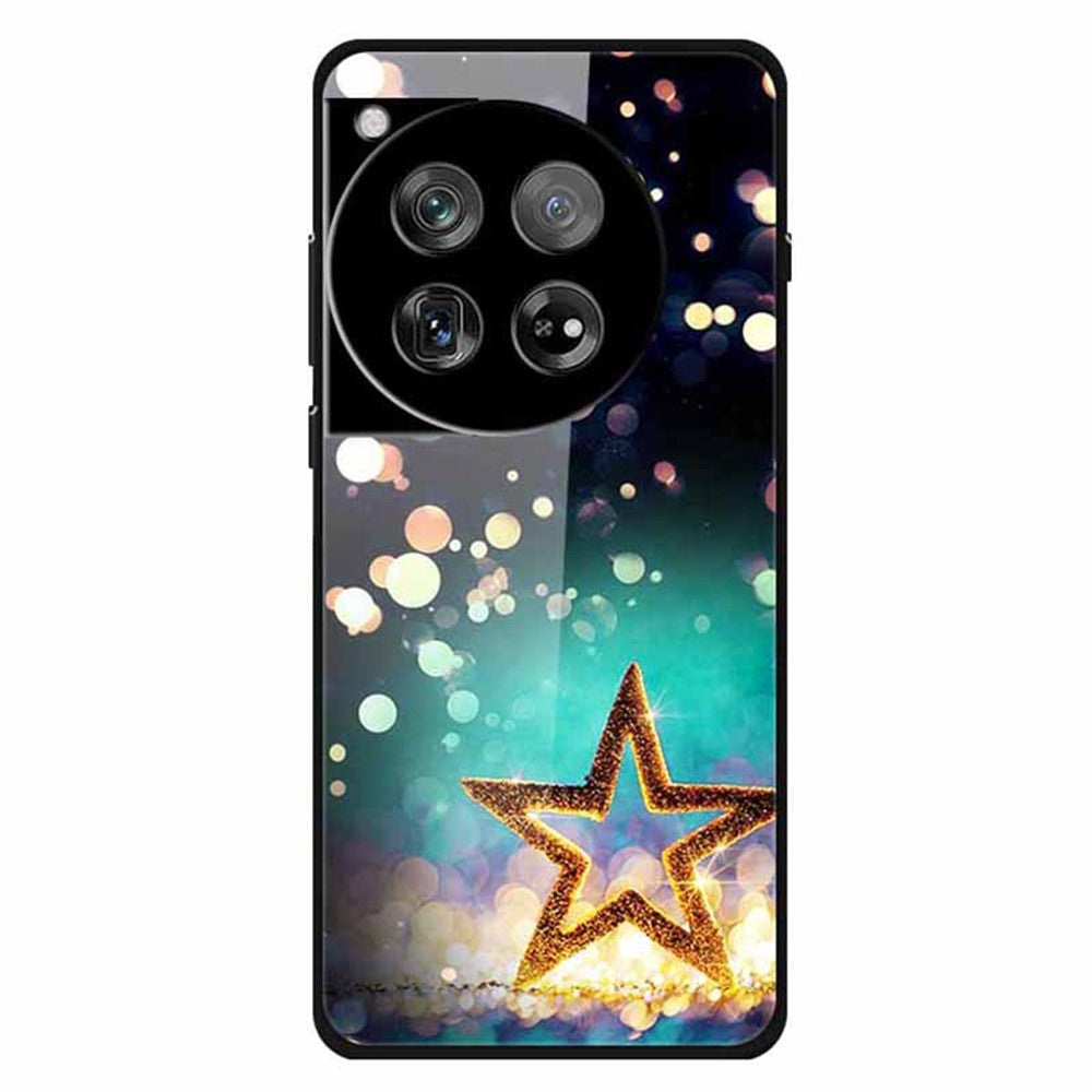 For OnePlus 12 5G Case Pattern Printing PC+Tempered Glass+TPU Phone Back Cover