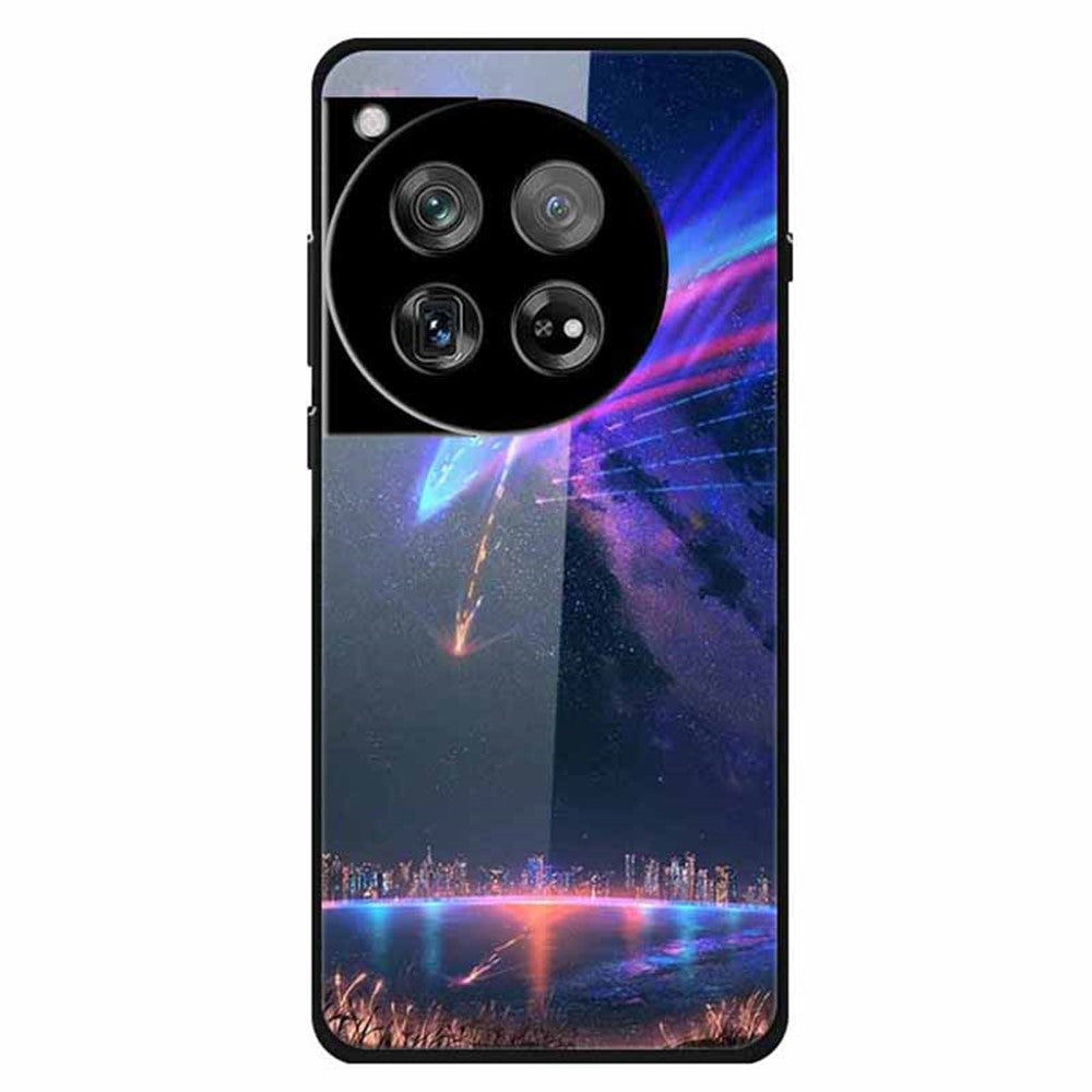 For OnePlus 12 5G Case Pattern Printing Tempered Glass Cell Phone Protection Cover