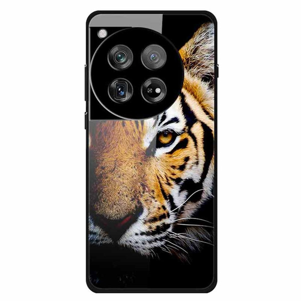For OnePlus 12 5G Case Pattern Printing Tempered Glass Cell Phone Protection Cover