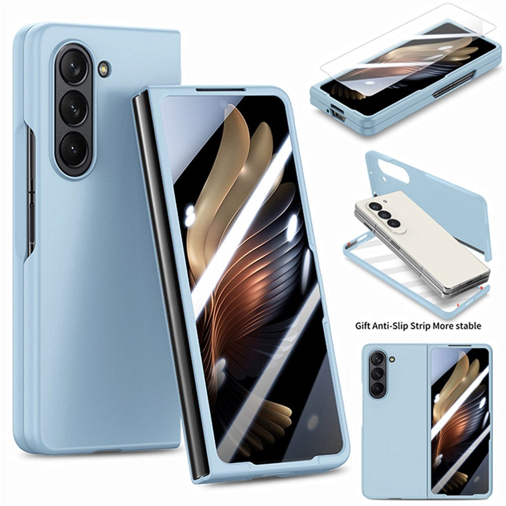 For Samsung Galaxy Z Fold6 5G Case Rubberized PC Phone Cover with Tempered Glass Film