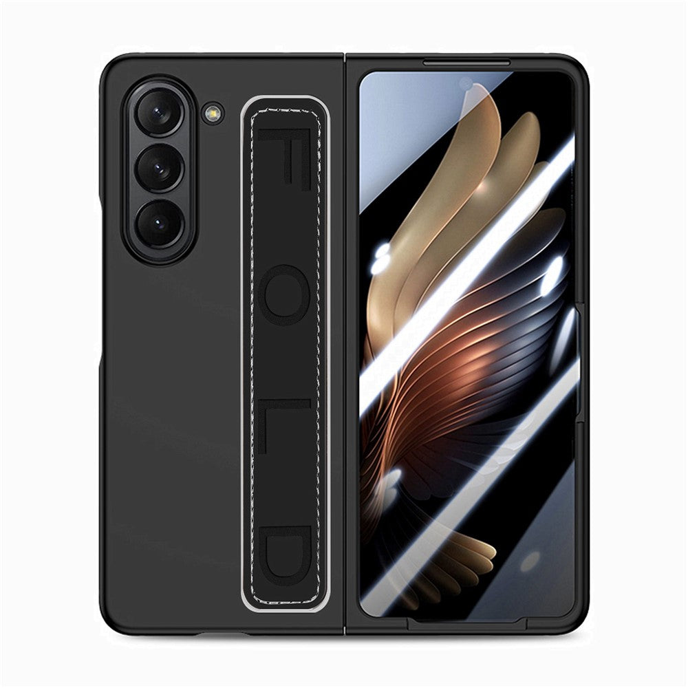 For Samsung Galaxy Z Fold6 5G Case Anti-Drop Wristband Leather+PC Phone Cover with Screen Film